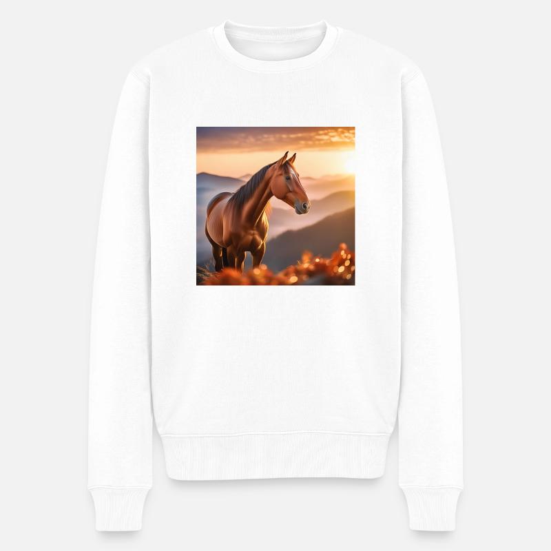 Pferdekunst - Männer Premium Bio Pullover - Weiß