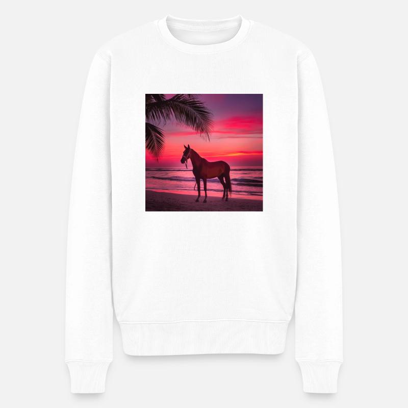 Pferdekunst - Männer Premium Bio Pullover - Weiß