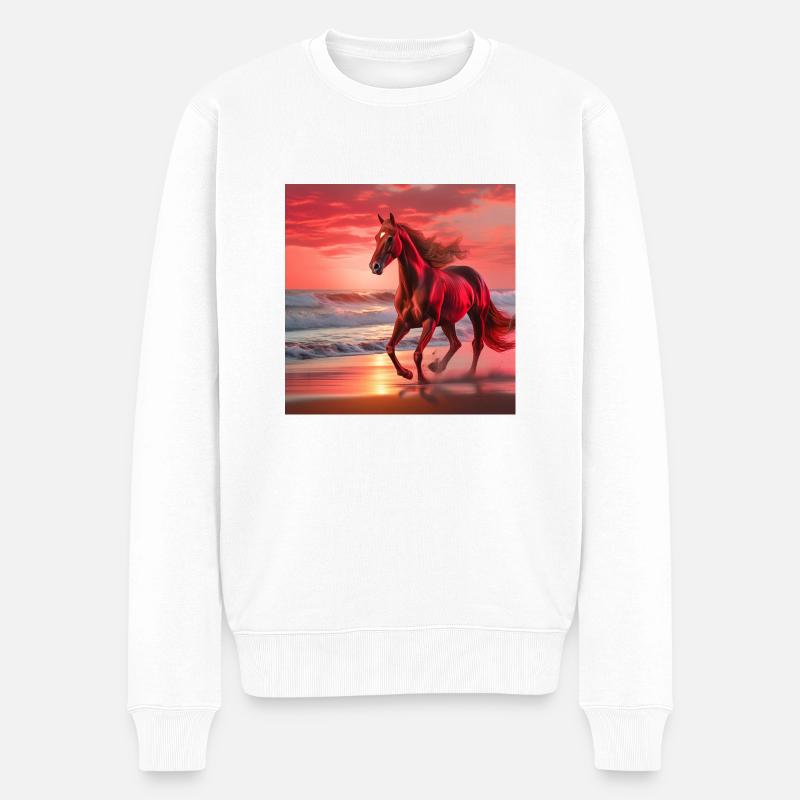 Pferdekunst - Männer Premium Bio Pullover - Weiß