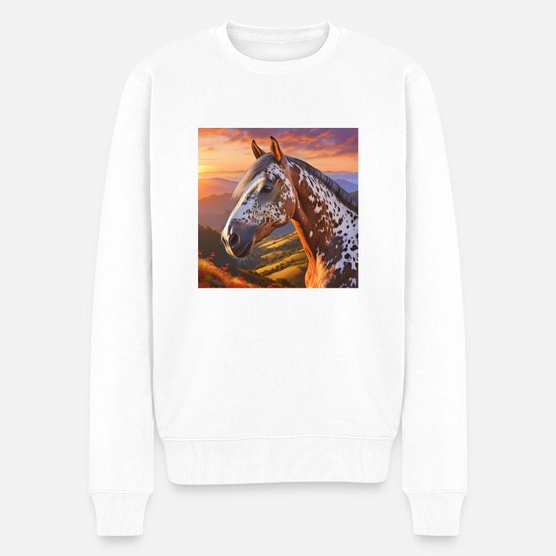 Pferdekunst - Männer Premium Bio Pullover - Weiß