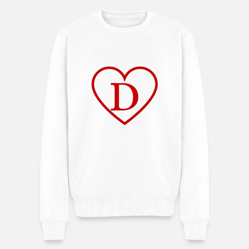 Roter Herz-Buchstabe - Männer Premium Bio Pullover - Weiß