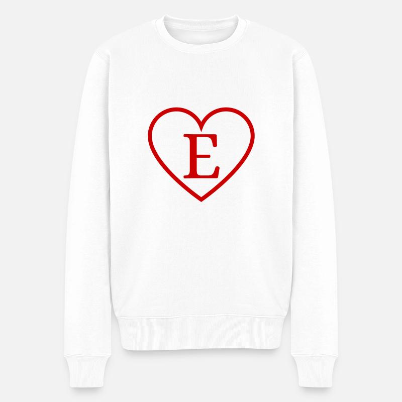 Lettre e cœur rouge - Pull Premium bio Homme - blanc