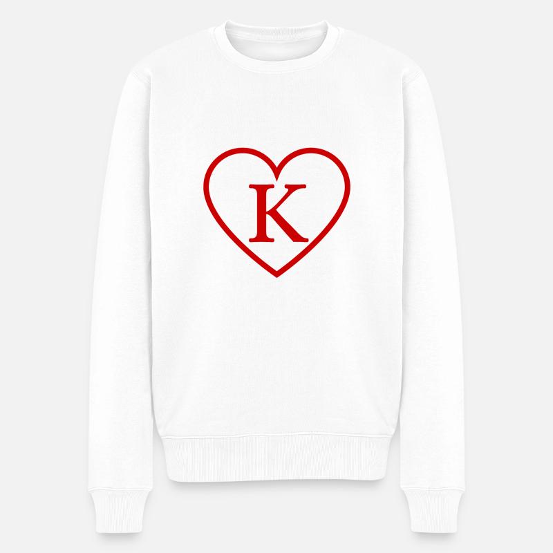 Buchstabe k Rotes Herz - Männer Premium Bio Pullover - Weiß