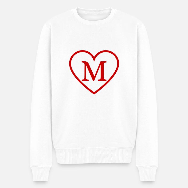 Lettre m cœur rouge - Pull Premium bio Homme - blanc