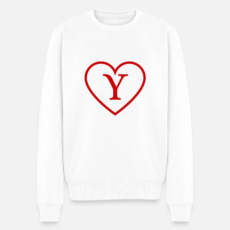 Buchstabe y rotes Herz - Männer Premium Bio Pullover - Weiß