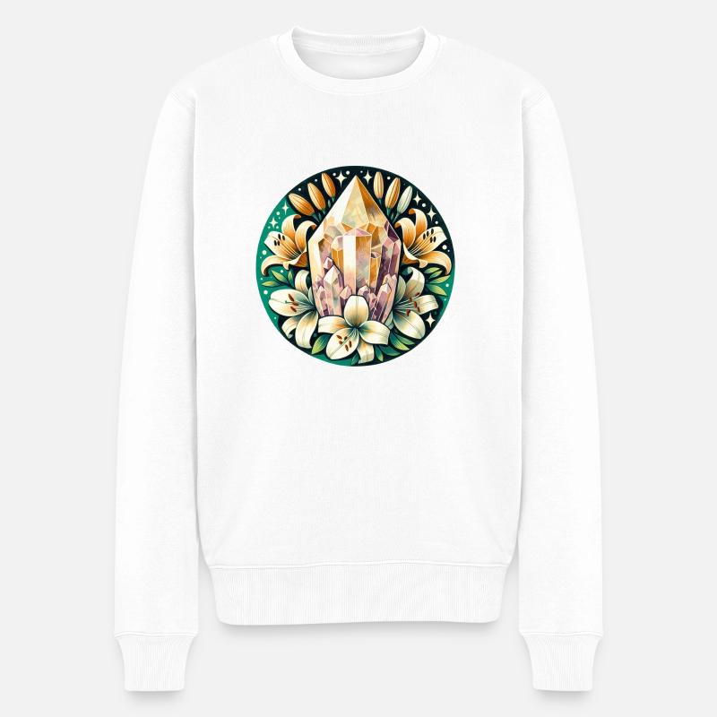 Kristall-Lilie - Männer Premium Bio Pullover - Weiß