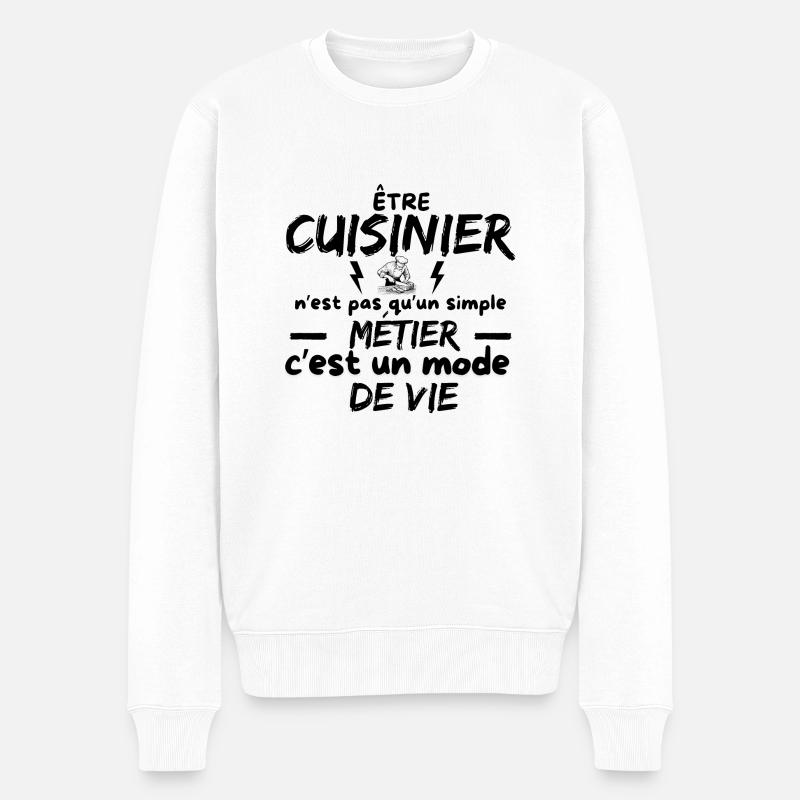 KOCHEN - Männer Premium Bio Pullover - Weiß