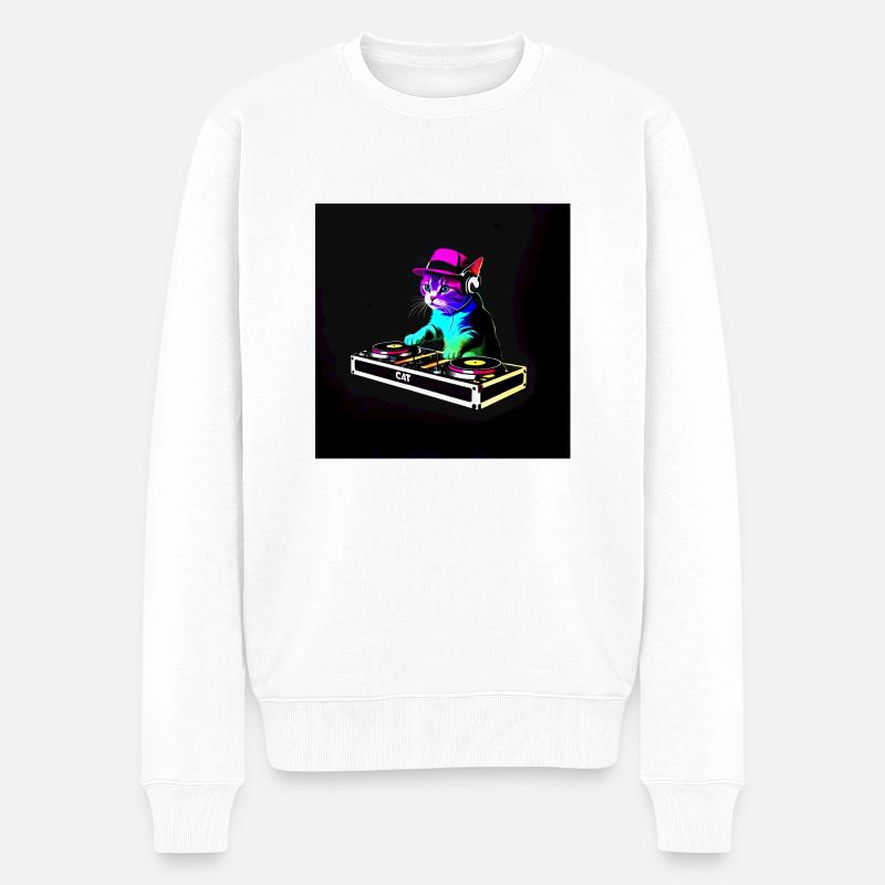 DJ Chat Scratch - Männer Premium Bio Pullover - Weiß