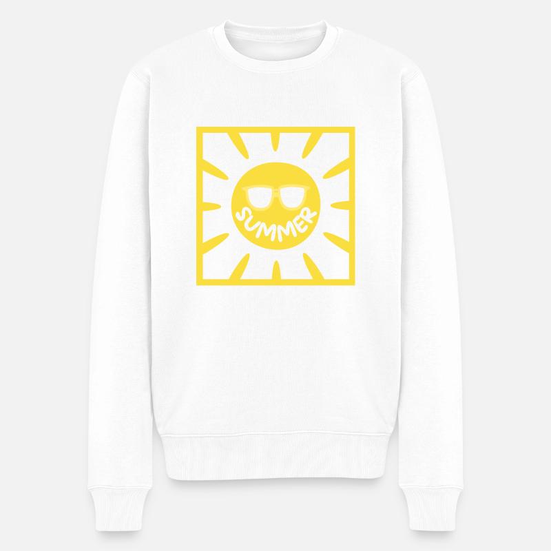 Sonne, Sommer und Gläser - Männer Premium Bio Pullover - Weiß