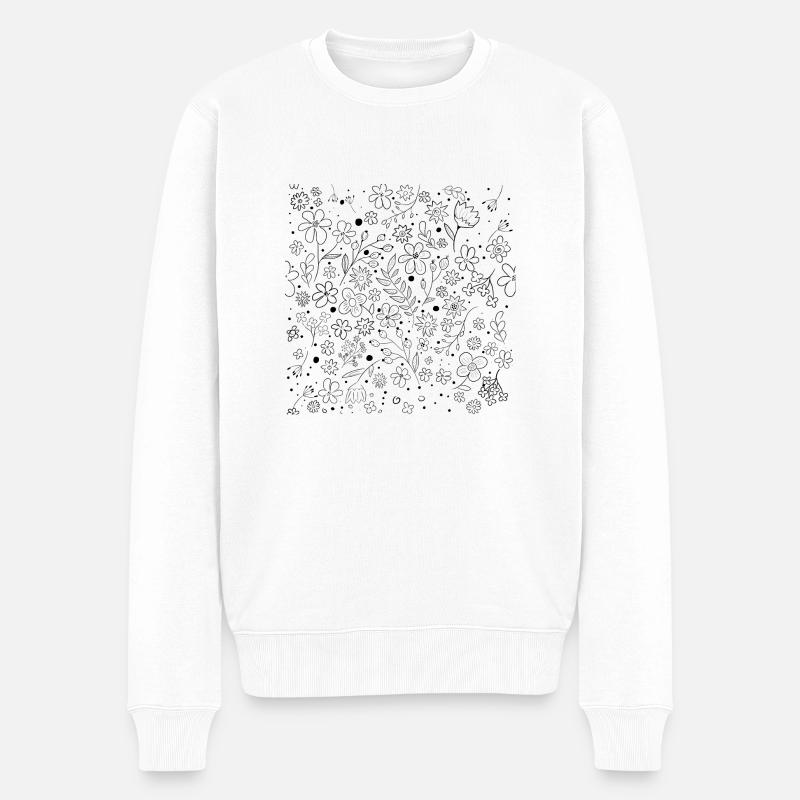 BlumenMuster - Männer Premium Bio Pullover - Weiß