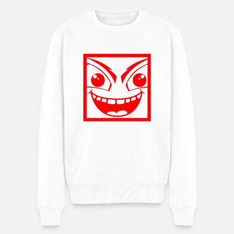 Monstre malicieux avec visage humain - Pull Premium bio Homme - blanc