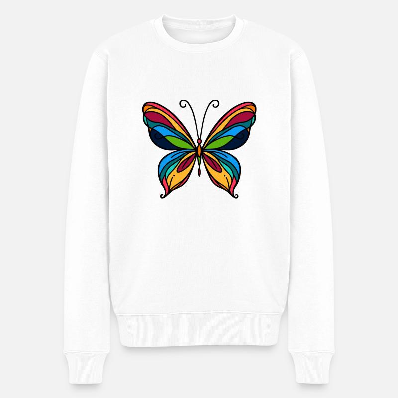 Schmetterling - Männer Premium Bio Pullover - Weiß