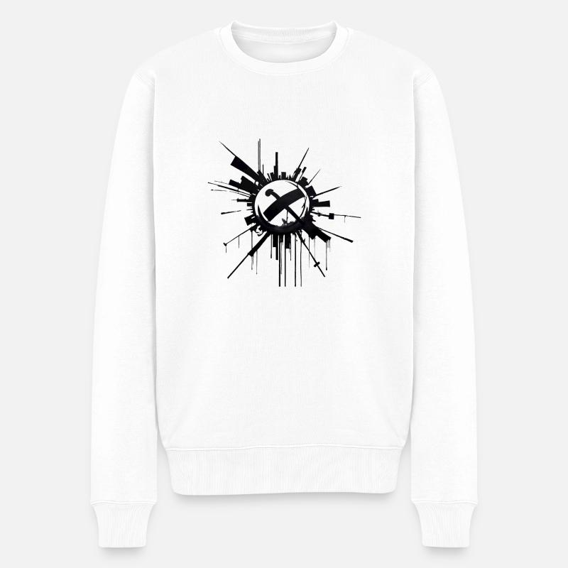 Kunst Splash - Männer Premium Bio Pullover - Weiß