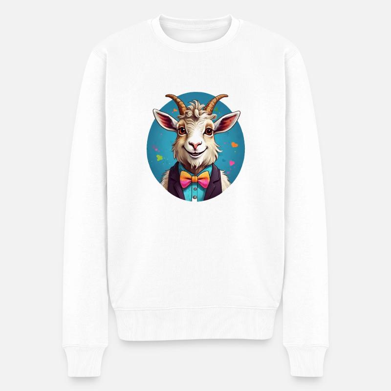 Lustige Ziege Comic - Männer Premium Bio Pullover - Weiß