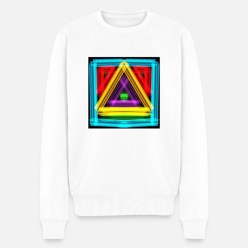 Farbenfrohes geometrisches Design - Männer Premium Bio Pullover - Weiß