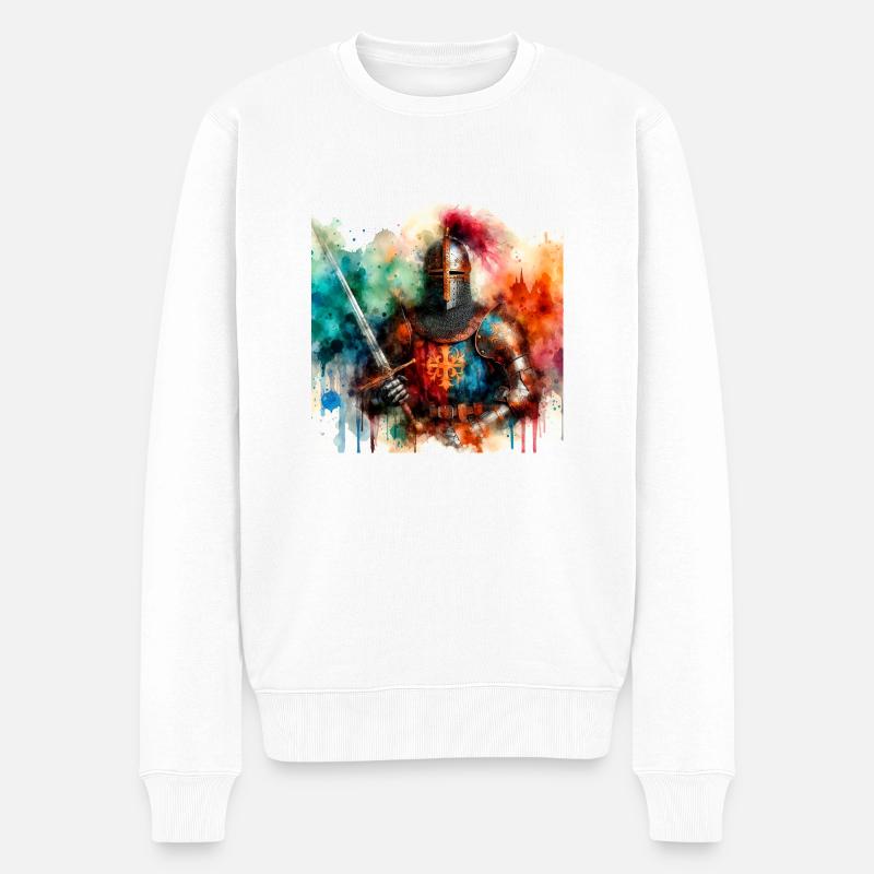 Chevalier médiéval - Pull Premium bio Homme - blanc