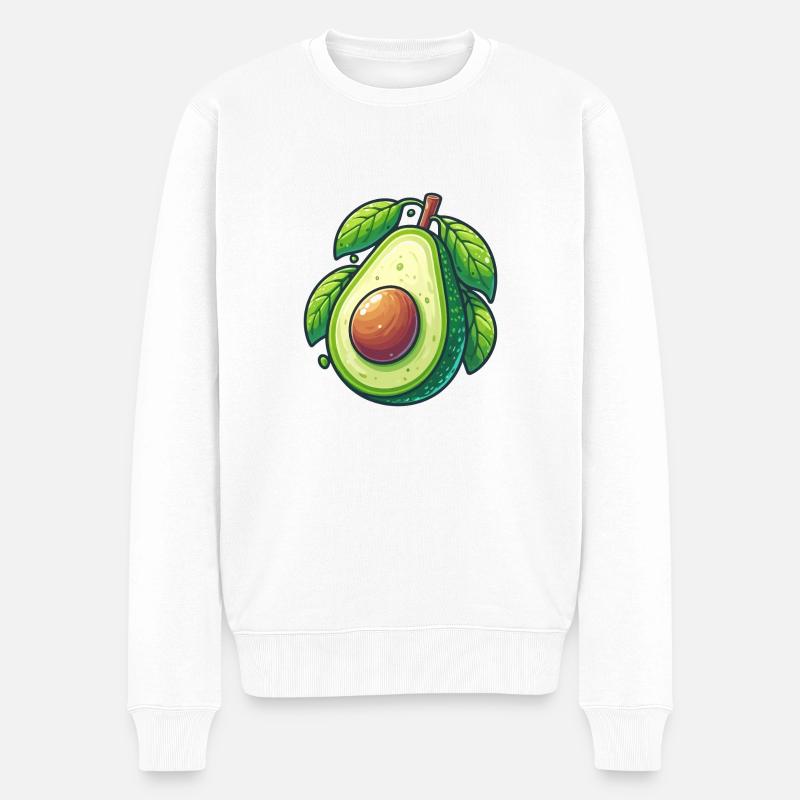 Avocat et ses feuilles - Pull Premium bio Homme - blanc