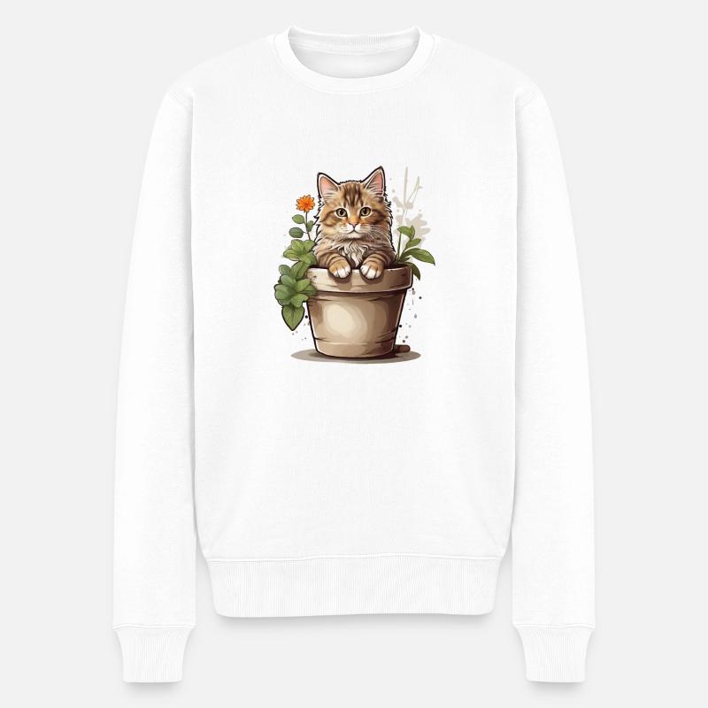 Fleur de chat mignonne - Pull Premium bio Homme - blanc