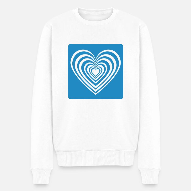 Blaues Herz - Männer Premium Bio Pullover - Weiß