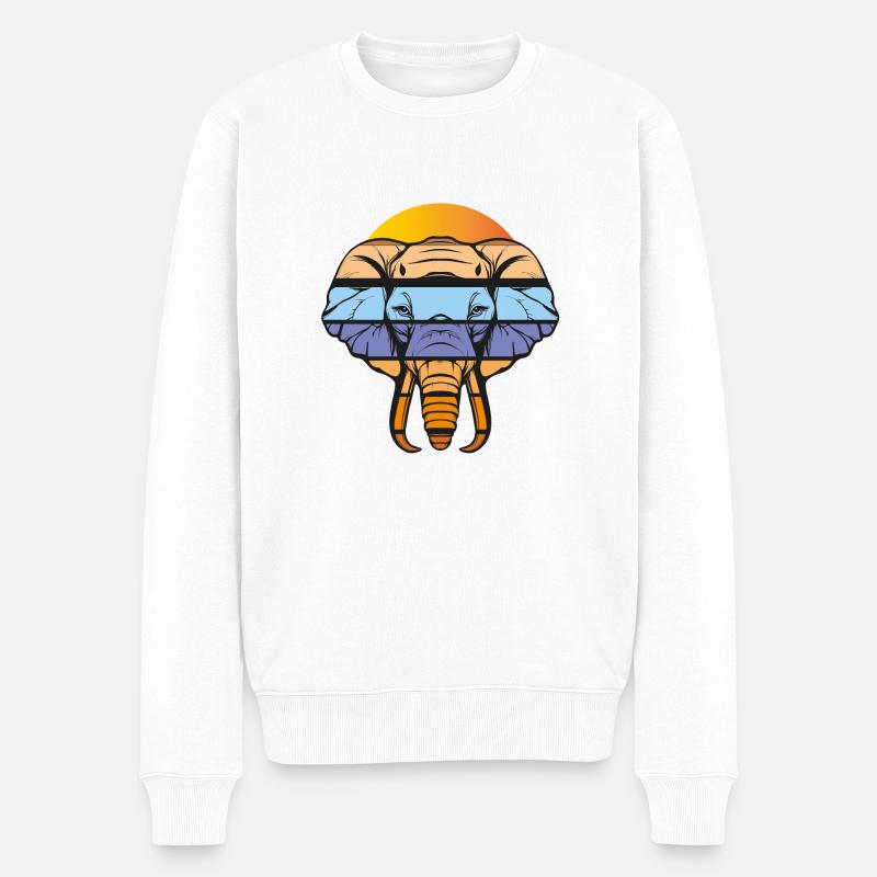 Elefant Elephant in coolen Farben - Männer Premium Bio Pullover - Weiß