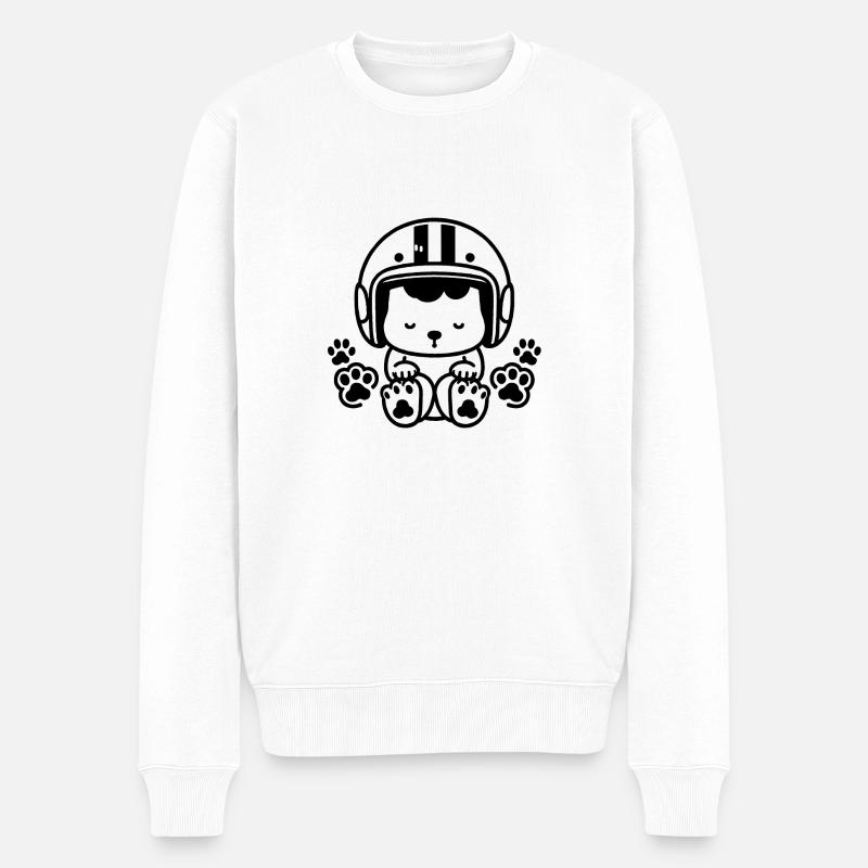 Chien avec Casque - Pull Premium bio Homme - blanc