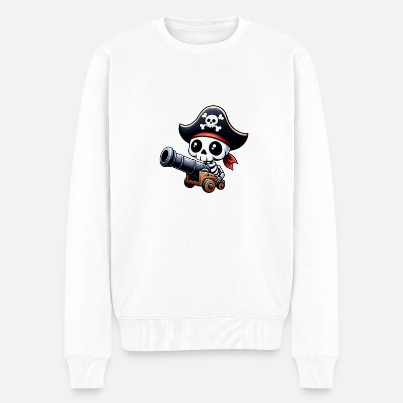 Pirat - Skelett - Männer Premium Bio Pullover - Weiß