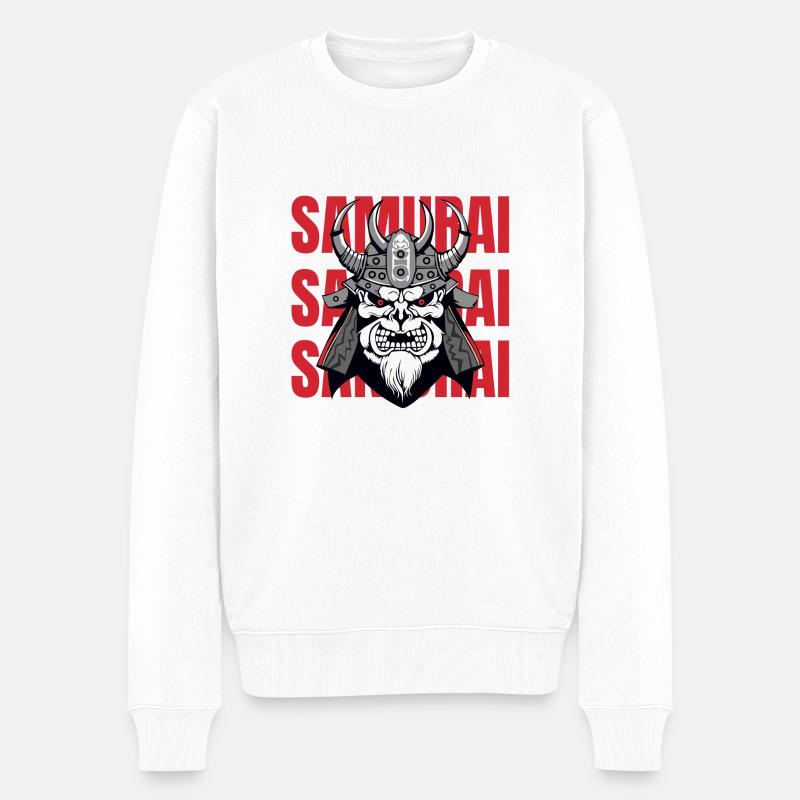 Samurai - Männer Premium Bio Pullover - Weiß