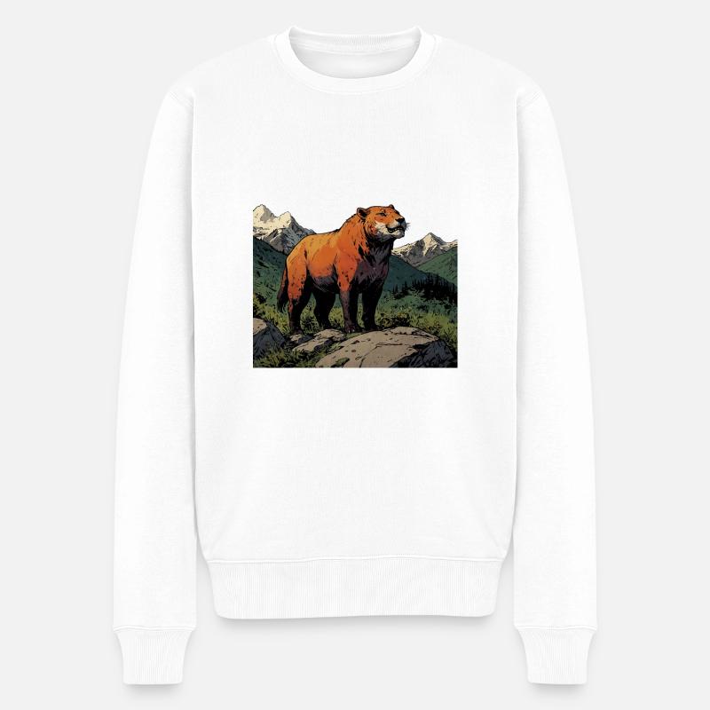 Tiger-Comic-Stil - Männer Premium Bio Pullover - Weiß