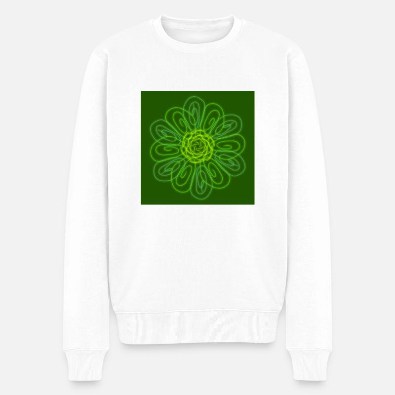 Fleur verte abstraite - Pull Premium bio Homme - blanc