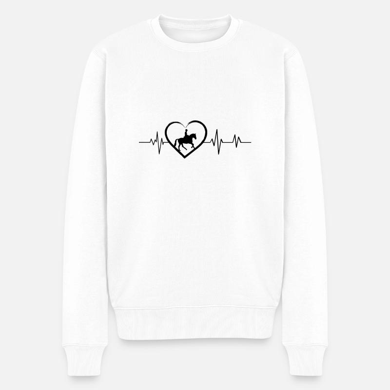 Herzschlag-Reiten - Männer Premium Bio Pullover - Weiß