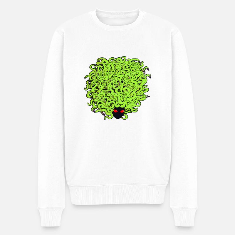 Behaarte Medusa 2 - Männer Premium Bio Pullover - Weiß
