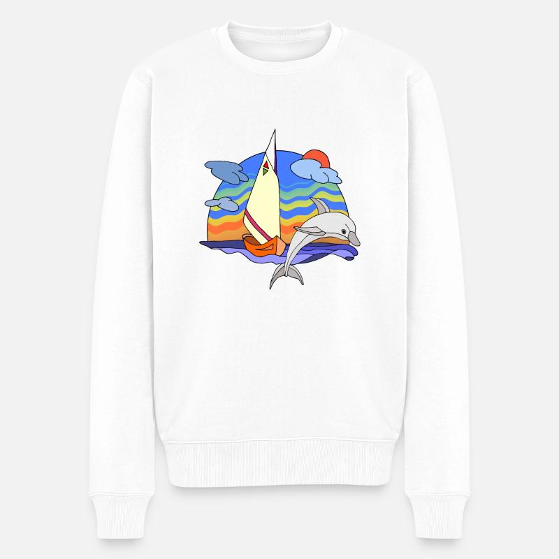 Segelboot - Männer Premium Bio Pullover - Weiß