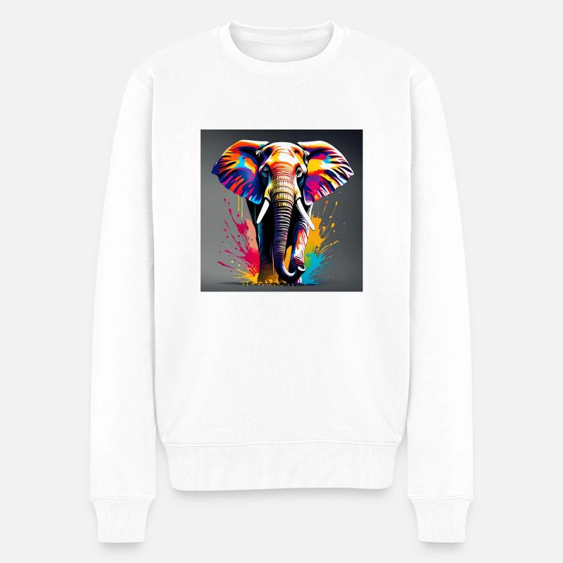 Elephant farbig - Männer Premium Bio Pullover - Weiß