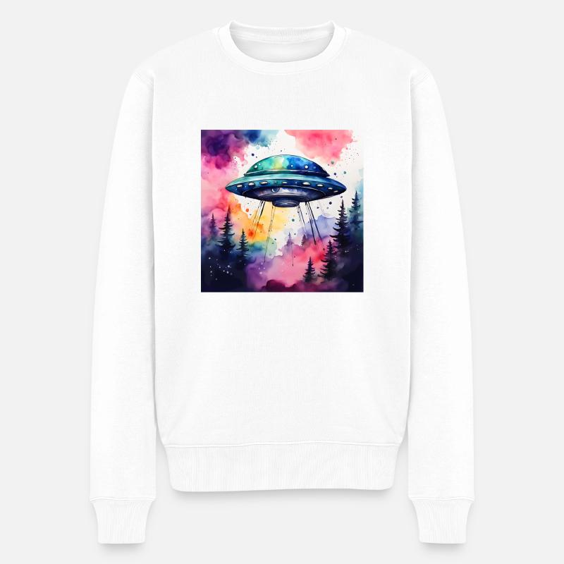 UFO farbig - Männer Premium Bio Pullover - Weiß