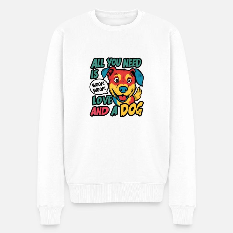 Hündchen - Männer Premium Bio Pullover - Weiß