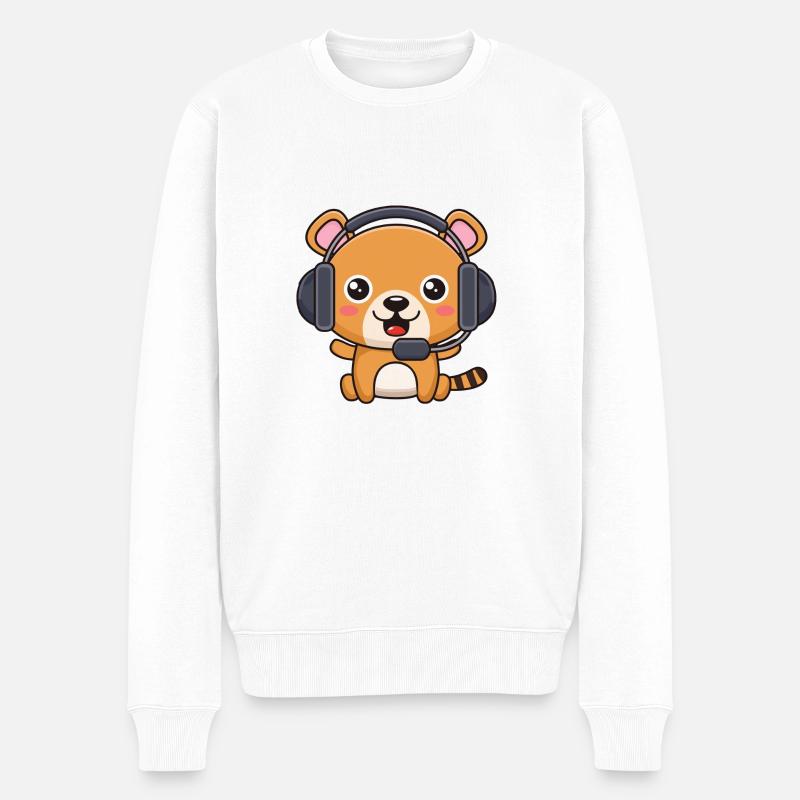 Ours avec casque d’écoute - Pull Premium bio Homme - blanc