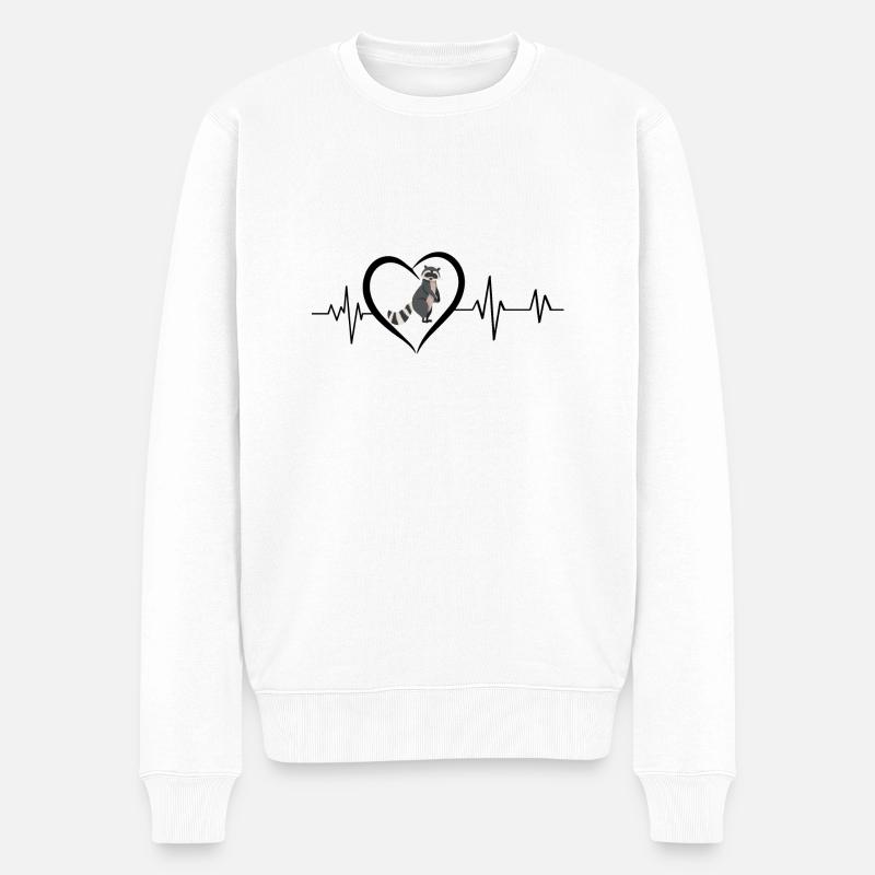 Herzschlag des Waschbären - Männer Premium Bio Pullover - Weiß