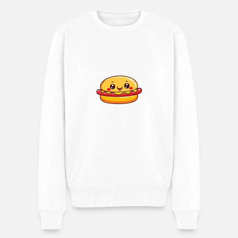 Süßer Hamburger - Männer Premium Bio Pullover - Weiß