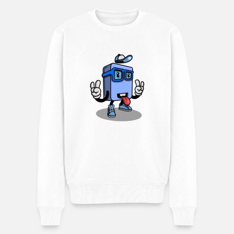 Lustiger Charakter - Männer Premium Bio Pullover - Weiß