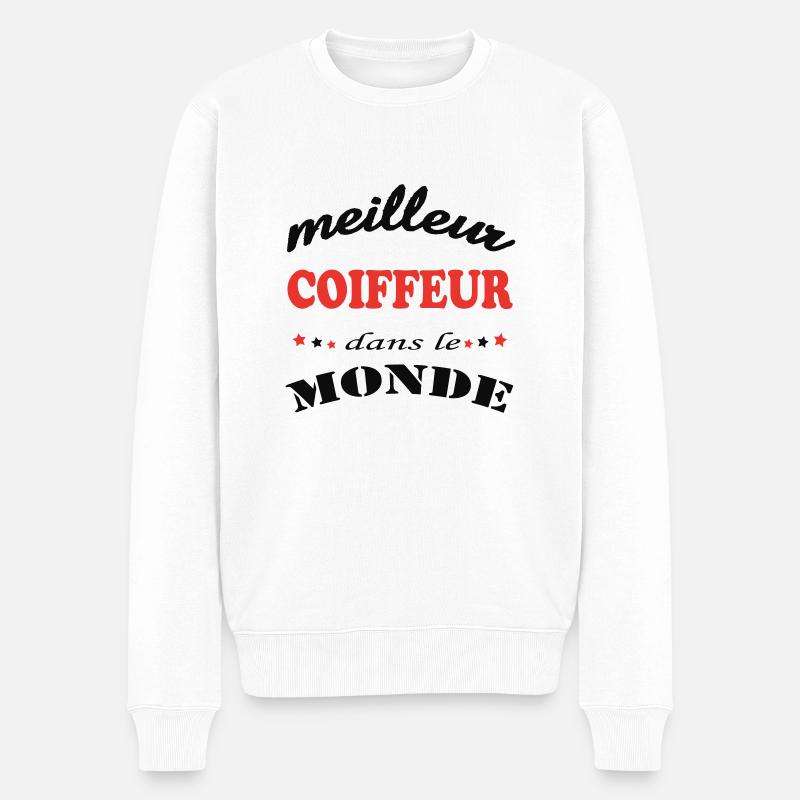 BESTER FRISEUR DER WELT - Männer Premium Bio Pullover - Weiß