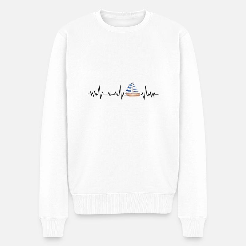 Herzschlag-Boot - Männer Premium Bio Pullover - Weiß