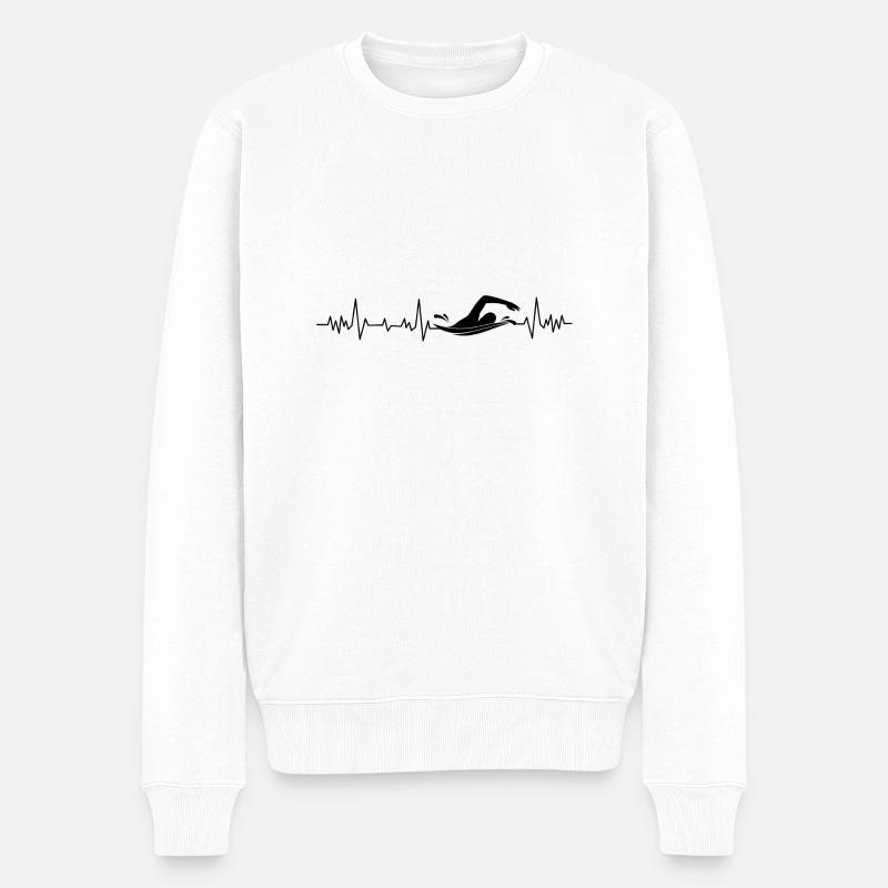 Battement de cœur natation - Pull Premium bio Homme - blanc