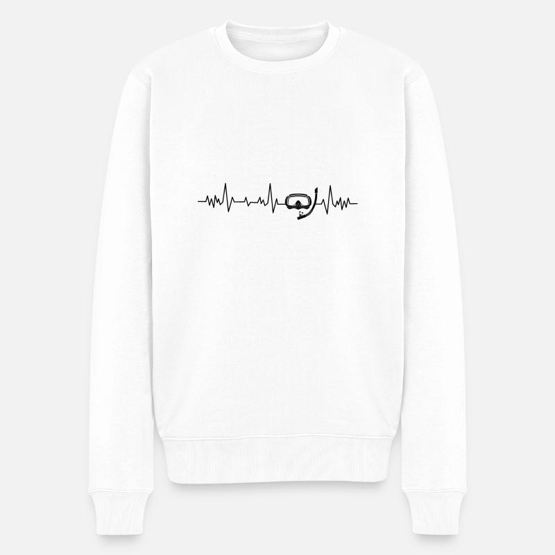 Herzschlag Tauchen - Männer Premium Bio Pullover - Weiß