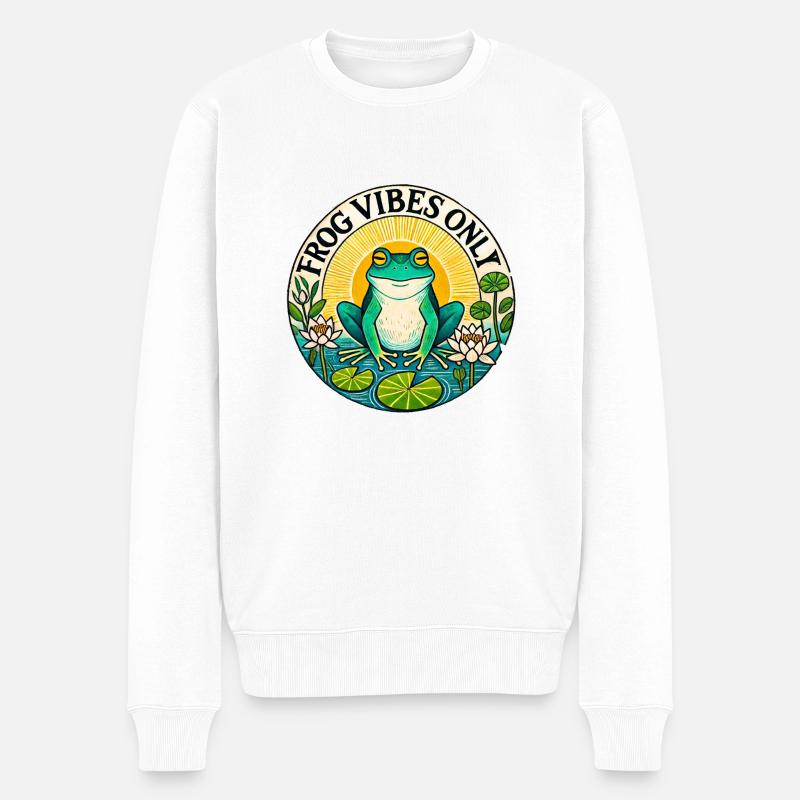Nur Frosch-Vibes - Männer Premium Bio Pullover - Weiß