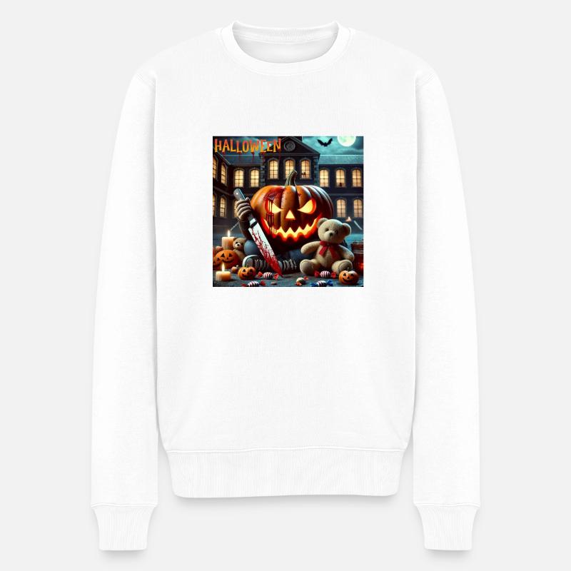Blutiges Halloween - Männer Premium Bio Pullover - Weiß