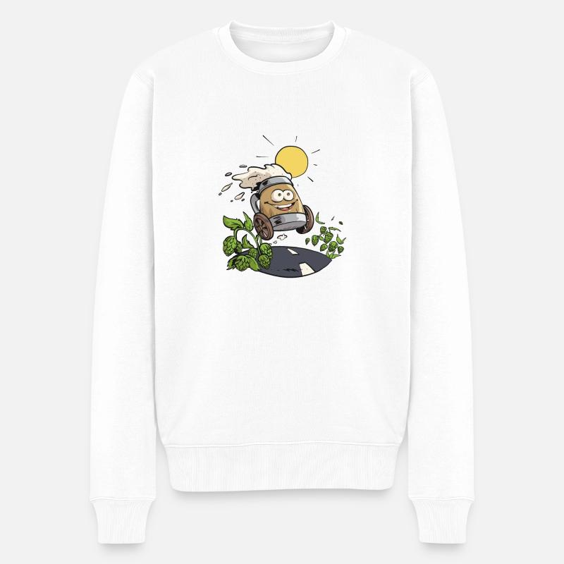 Fröhliches Bier - Männer Premium Bio Pullover - Weiß