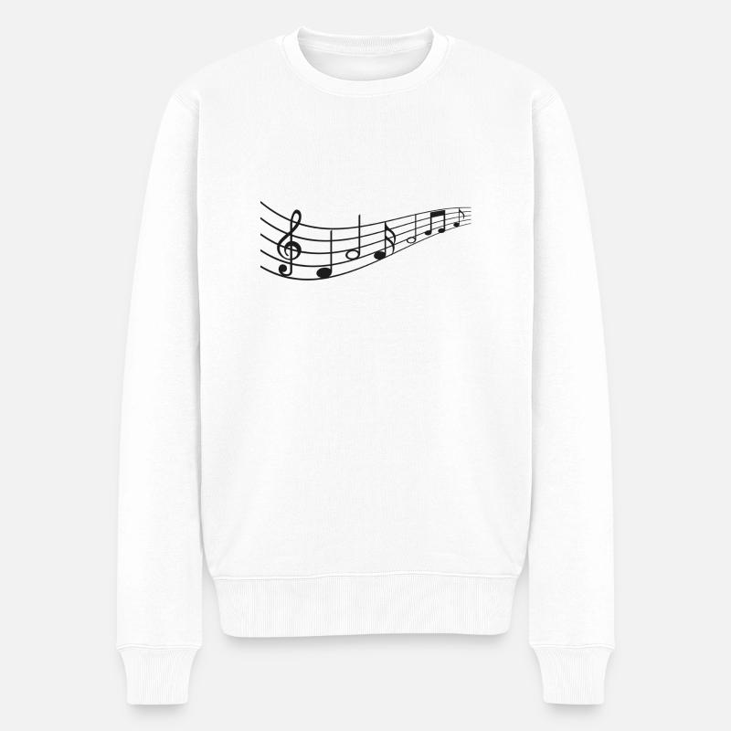 Musiknoten - Männer Premium Bio Pullover - Weiß