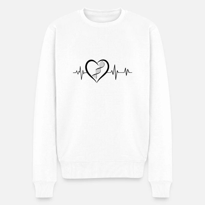 DNA-Herzschlag - Männer Premium Bio Pullover - Weiß