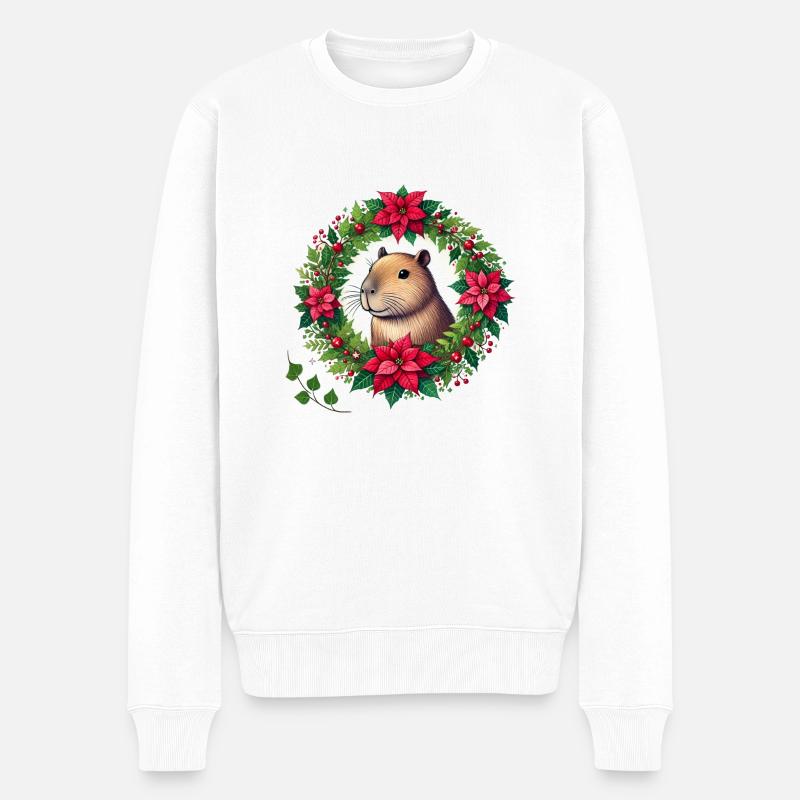 Capybara de Noël - Pull Premium bio Homme - blanc