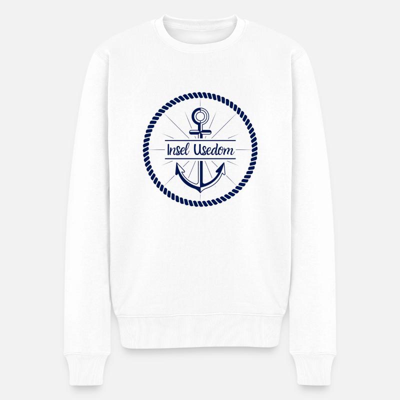 Insel Usedom Anker - Männer Premium Bio Pullover - Weiß